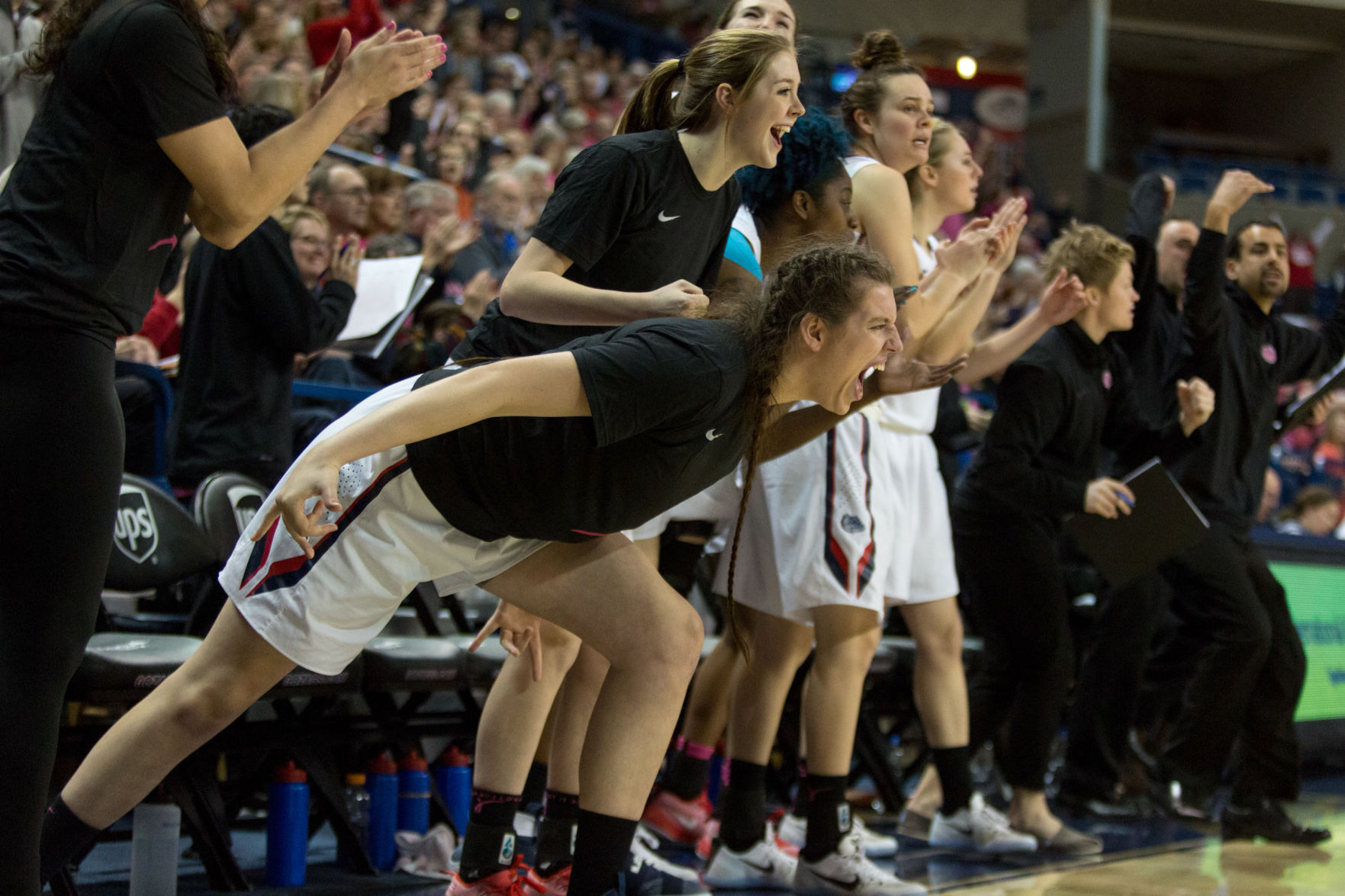 Women's Basketball Celebrating